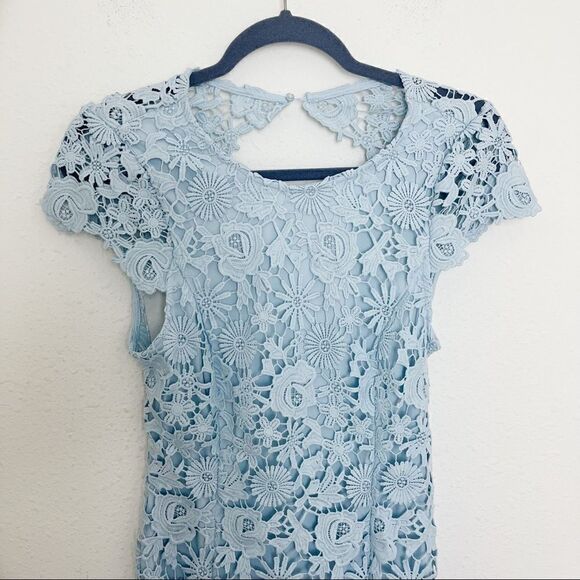 Lulus Romance Language Light Blue Backless Lace Mini Dress - Picture 5 of 12